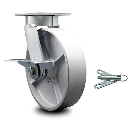 Service Caster 8 Inch Kingpinless Semi Steel Wheel Swivel Caster with Brake and Swivel Lock SCC SCC-KP30S820-SSR-SLB-BSL